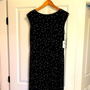 Gabby Skye Black & Cream Zippered Polka Dot Dress - Size 14